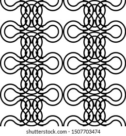 Design seamless monochrome decorative braid pattern. Abstract interlaced background. Vector art
