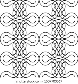 Design seamless monochrome decorative braid pattern. Abstract interlaced background. Vector art