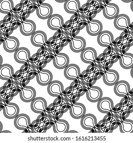 Design seamless monochrome decorative braid pattern. Abstract interlaced background. Vector art