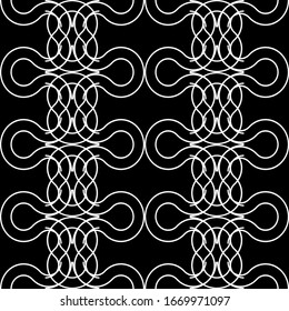 Design seamless monochrome decorative braid pattern. Abstract interlaced background. Vector art