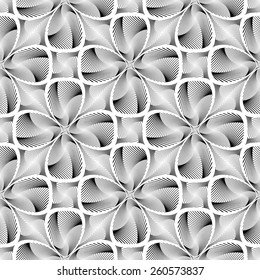 Design seamless monochrome decorative flower background. Abstract grid twisted textured pattern. Vector art. No gradient 