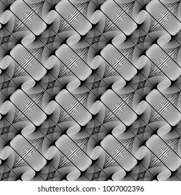 Design seamless monochrome decorative pattern. Abstract lines textured background. Vector art. No gradient