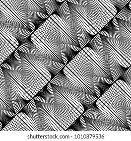 Design seamless monochrome decorative pattern. Abstract lines textured background. Vector art. No gradient