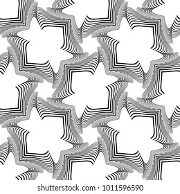 Design seamless monochrome decorative pattern. Abstract lines textured background. Vector art. No gradient