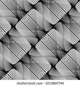 Design seamless monochrome decorative pattern. Abstract lines textured background. Vector art. No gradient