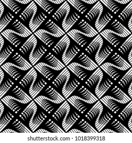 Design seamless monochrome decorative pattern. Abstract lines textured background. Vector art. No gradient