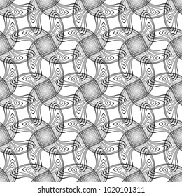 Design seamless monochrome decorative pattern. Abstract lines textured background. Vector art. No gradient
