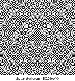 Design seamless monochrome decorative pattern. Abstract striped background. Vector art. No gradient