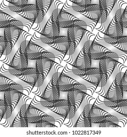 Design seamless monochrome decorative pattern. Abstract lines textured background. Vector art. No gradient