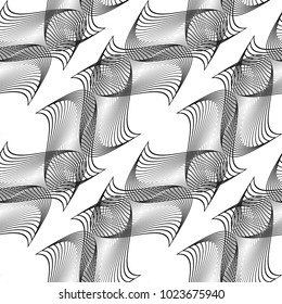 Design seamless monochrome decorative pattern. Abstract lines textured background. Vector art. No gradient