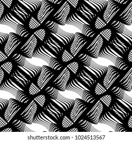 Design seamless monochrome decorative pattern. Abstract lines textured background. Vector art. No gradient
