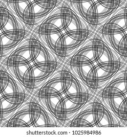 Design seamless monochrome decorative pattern. Abstract lines textured background. Vector art. No gradient