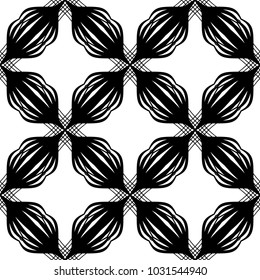 Design seamless monochrome decorative pattern. Abstract lines textured background. Vector art. No gradient