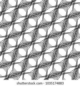 Design seamless monochrome decorative pattern. Abstract lines textured background. Vector art. No gradient