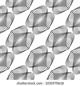 Design seamless monochrome decorative pattern. Abstract lines textured background. Vector art. No gradient