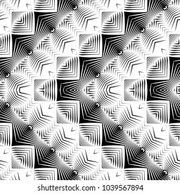 Design seamless monochrome decorative pattern. Abstract zigzag background. Vector art