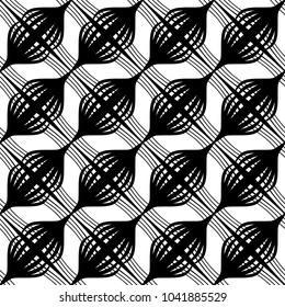 Design seamless monochrome decorative pattern. Abstract lines textured background. Vector art. No gradient