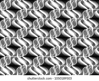 Design seamless monochrome decorative pattern. Abstract lines textured background. Vector art. No gradient