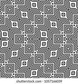 Design seamless monochrome decorative pattern. Abstract striped background. Vector art. No gradient