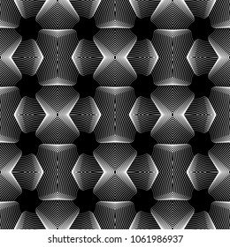 Design seamless monochrome decorative pattern. Abstract lines textured background. Vector art. No gradient
