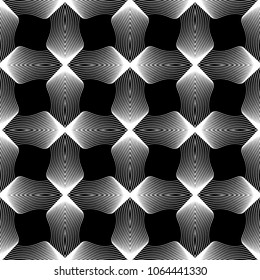 Design seamless monochrome decorative pattern. Abstract lines textured background. Vector art. No gradient