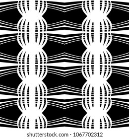 Design seamless monochrome decorative pattern. Abstract lines textured background. Vector art. No gradient