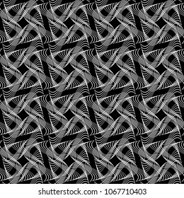 Design seamless monochrome decorative pattern. Abstract lines textured background. Vector art. No gradient