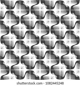 Design seamless monochrome decorative pattern. Abstract lines textured background. Vector art. No gradient