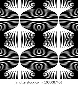 Design seamless monochrome decorative pattern. Abstract lines textured background. Vector art. No gradient