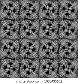Design seamless monochrome decorative pattern. Abstract lines textured background. Vector art. No gradient