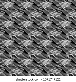 Design seamless monochrome decorative pattern. Abstract lines textured background. Vector art. No gradient