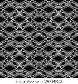Design seamless monochrome decorative pattern. Abstract lines textured background. Vector art. No gradient