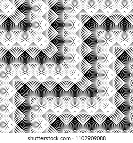 Design seamless monochrome decorative pattern. Abstract zigzag background. Vector art