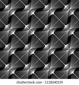 Design seamless monochrome decorative pattern. Abstract lines textured background. Vector art. No gradient