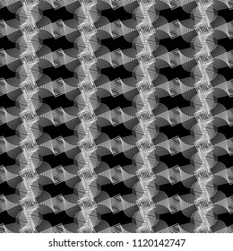 Design seamless monochrome decorative pattern. Abstract lines textured background. Vector art. No gradient