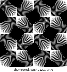 Design seamless monochrome decorative pattern. Abstract lines textured background. Vector art. No gradient