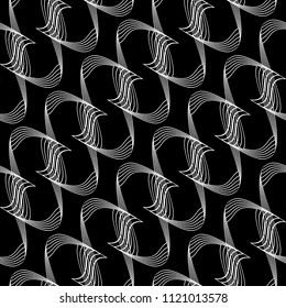 Design seamless monochrome decorative pattern. Abstract lines textured background. Vector art. No gradient
