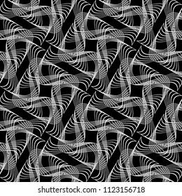 Design seamless monochrome decorative pattern. Abstract lines textured background. Vector art. No gradient
