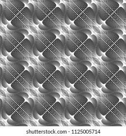 Design seamless monochrome decorative pattern. Abstract lines textured background. Vector art. No gradient