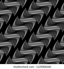 Design seamless monochrome decorative pattern. Abstract lines textured background. Vector art. No gradient