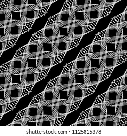 Design seamless monochrome decorative pattern. Abstract lines textured background. Vector art. No gradient