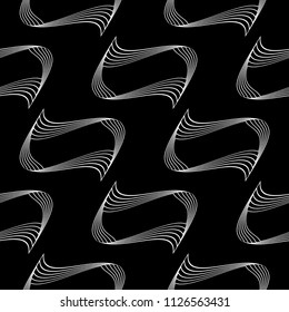 Design seamless monochrome decorative pattern. Abstract lines textured background. Vector art. No gradient