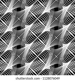 Design seamless monochrome decorative pattern. Abstract lines textured background. Vector art. No gradient