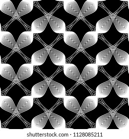 Design seamless monochrome decorative pattern. Abstract lines textured background. Vector art. No gradient