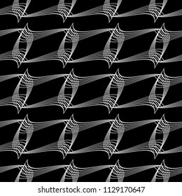 Design seamless monochrome decorative pattern. Abstract lines textured background. Vector art. No gradient