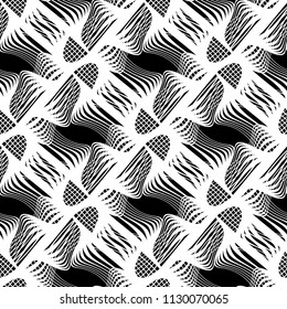 Design seamless monochrome decorative pattern. Abstract lines textured background. Vector art. No gradient