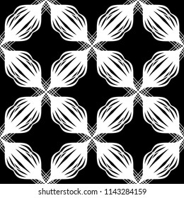 Design seamless monochrome decorative pattern. Abstract lines textured background. Vector art. No gradient
