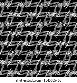 Design seamless monochrome decorative pattern. Abstract lines textured background. Vector art. No gradient