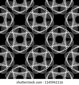 Design seamless monochrome decorative pattern. Abstract lines textured background. Vector art. No gradient