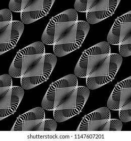 Design seamless monochrome decorative pattern. Abstract lines textured background. Vector art. No gradient